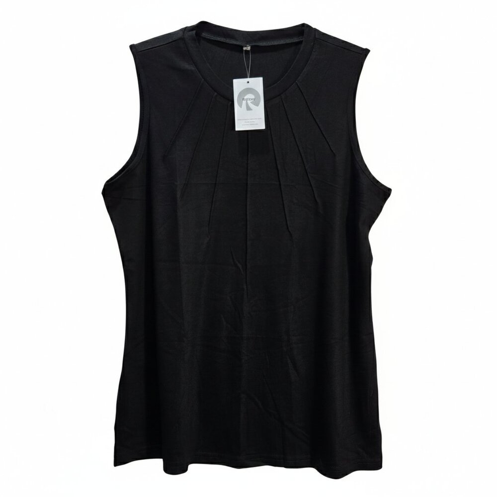 NWT | RIROW Black Pleated Sunburst Tank Top | Sleeveless | Size Medium